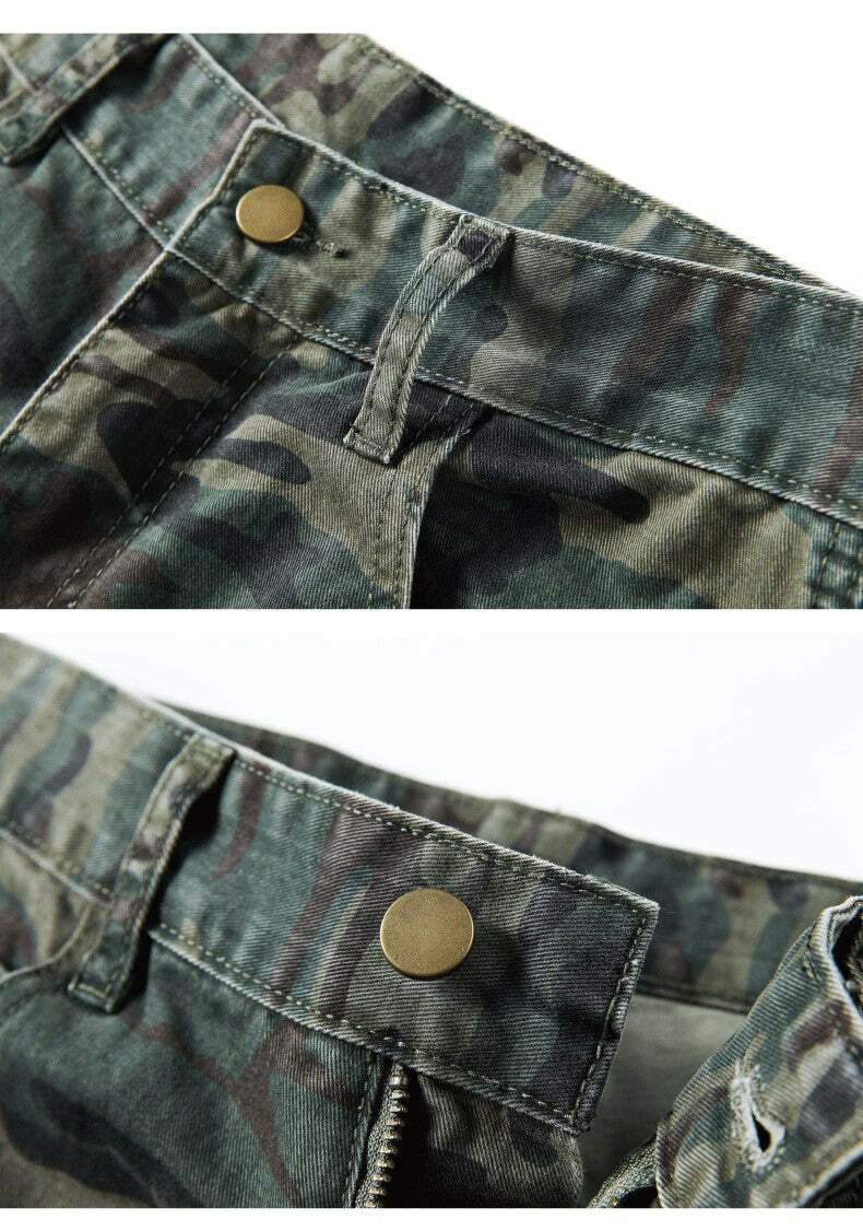 GTRG Camouflage Jeans - Y2K Summer Grunge, 90s Retro, Gothic Y2K, Y2K Club & Party