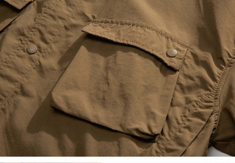 GTRG Paneled Button-Up Shirt - Y2K Summer Grunge, 90s Retro, Gothic Y2K, Y2K Club