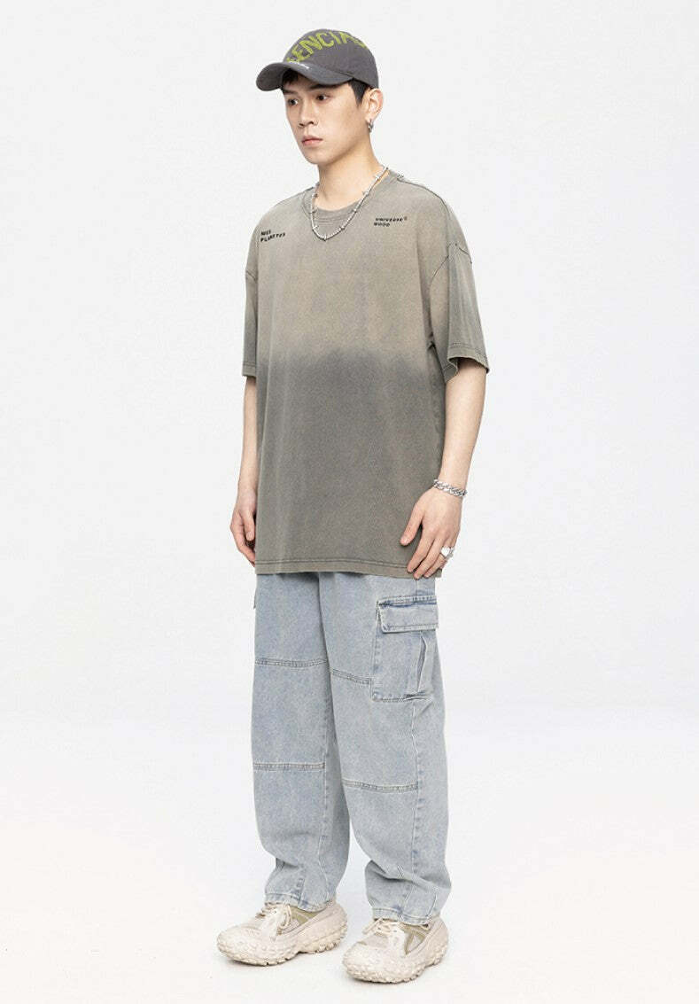 GTRG Retro-Washed Gradient Tee - Y2K Summer, 90s Grunge, Pastel Goth, Y2K Club & Party