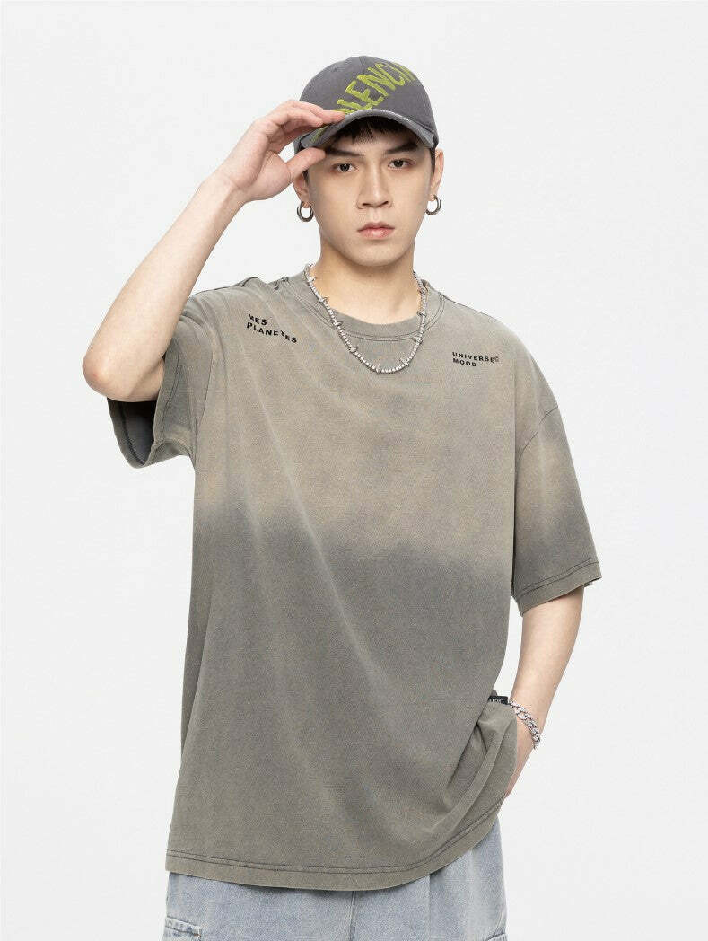 GTRG Retro-Washed Gradient Tee - Y2K Summer, 90s Grunge, Pastel Goth, Y2K Club Outfits