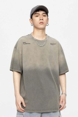 GTRG Retro-Washed Gradient Tee - Y2K Summer, 90s Grunge, Pastel Goth, Y2K Club Outfits
