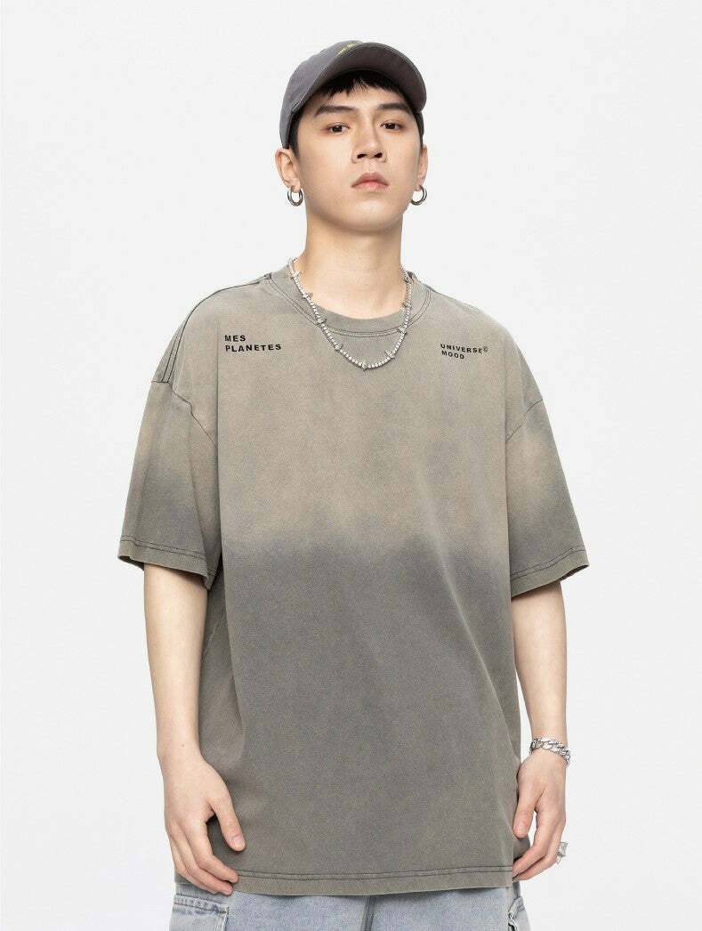 GTRG Retro-Washed Gradient Tee - Y2K Summer, 90s Grunge, Pastel Goth, Y2K Club Outfits