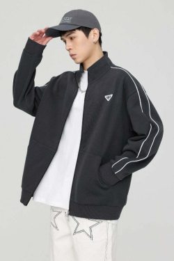 GTRG Striped Stand Collar Jacket - Y2K Summer, 90s Grunge, Retro Hip Hop, Pastel Goth Fashion