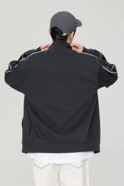 GTRG Striped Stand Collar Jacket - Y2K Summer, 90s Grunge, Retro Hip Hop, Pastel Goth Fashion