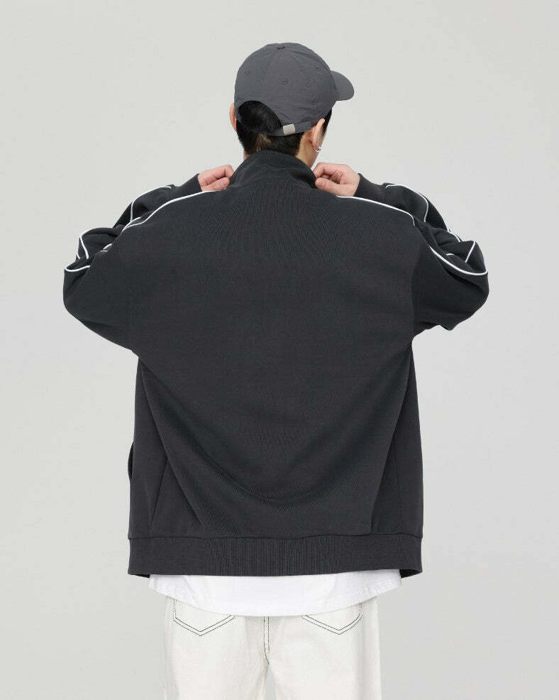 GTRG Striped Stand Collar Jacket - Y2K Summer, 90s Grunge, Retro Hip Hop, Pastel Goth Fashion