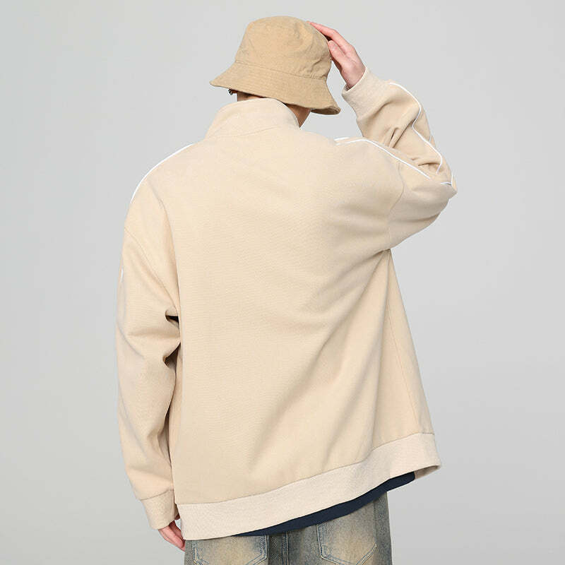GTRG Striped Stand Collar Jacket - Y2K Summer, 90s Grunge, Retro Hip Hop, Pastel Goth Fashion