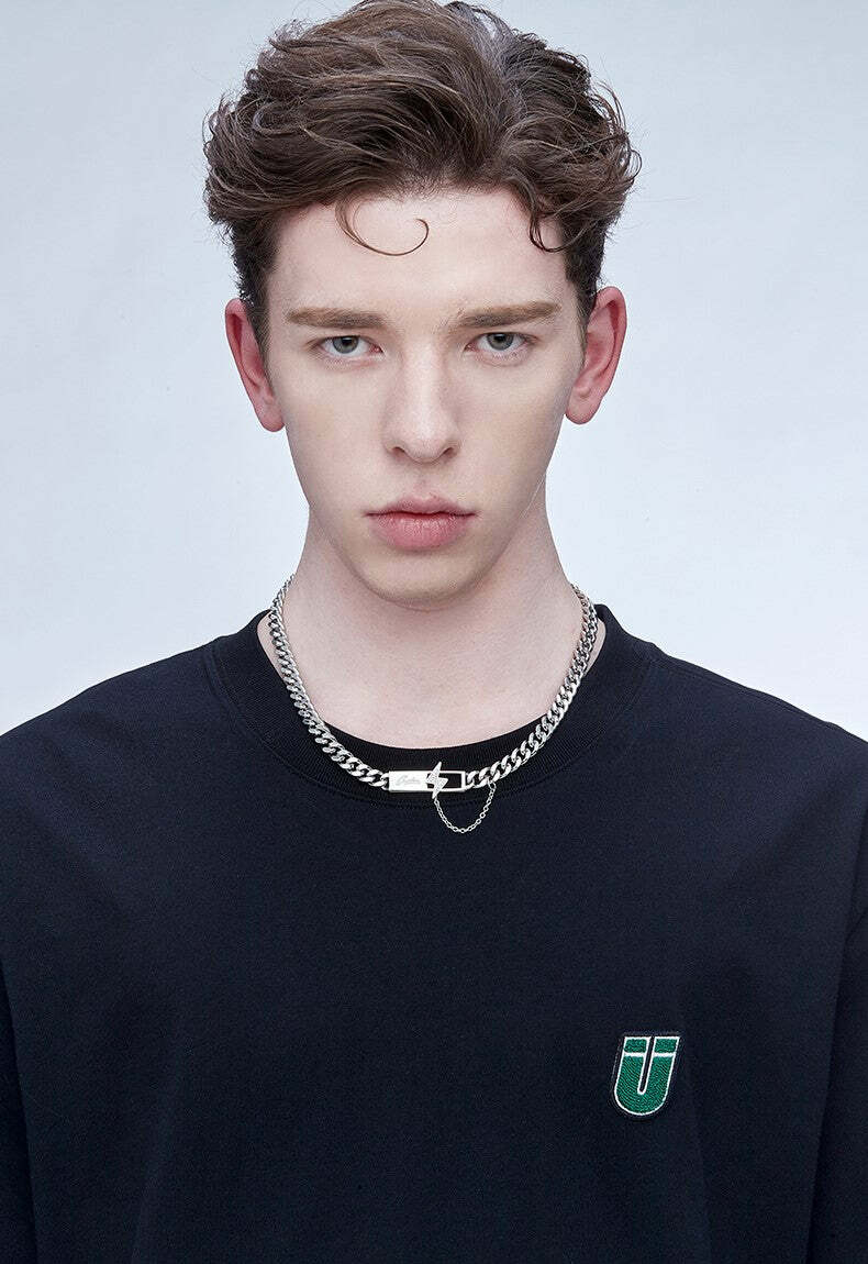 GUUKA 'Lightning Bar' Double Chain Necklace - Y2K Grunge, 90s Retro, Gothic, and Pastel Goth Style