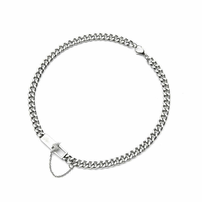 GUUKA 'Lightning Bar' Double Chain Necklace - Y2K Grunge, 90s Retro, Gothic, and Pastel Goth Style