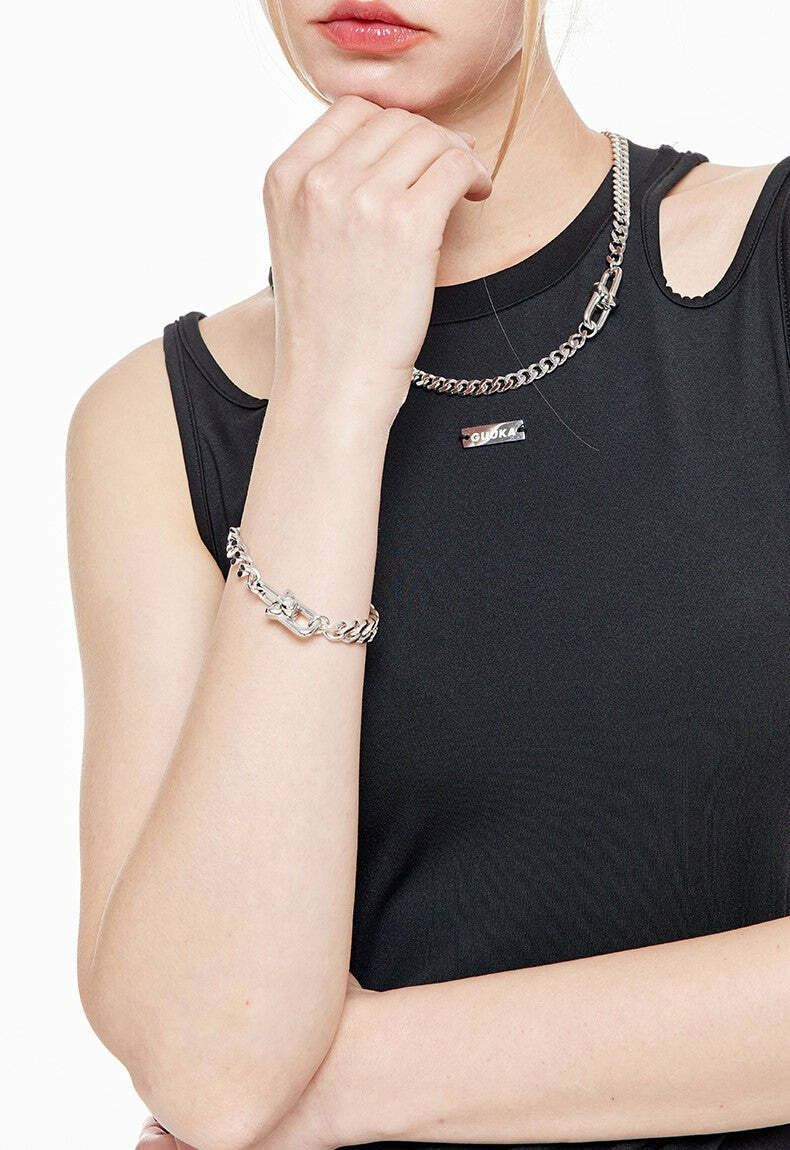 GUUKA Double Heart Bracelet - Y2K & 90s Fashion, Grunge, Retro, Pastel Goth, Popstar, Summer Out