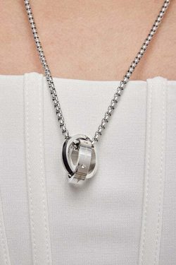 GUUKA Double Ring Necklace - Y2K Grunge, 90s Retro, Gothic, and Pastel Goth Fashion Accessory