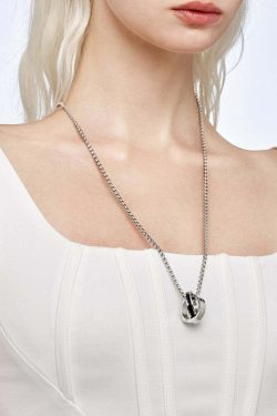 GUUKA Double Ring Necklace - Y2K Grunge & 90s Fashion Accessory for Retro, Goth, and Party Outfits