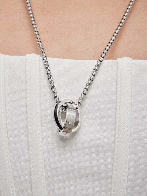 GUUKA Double Ring Necklace - Y2K Grunge & 90s Fashion Accessory for Retro, Goth, and Party Outfits