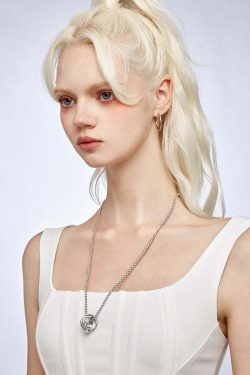 GUUKA Double Ring Necklace - Y2K Grunge & 90s Fashion Accessory for Retro, Goth, and Party Outfits