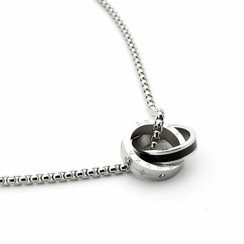GUUKA Double Ring Necklace - Y2K Grunge & 90s Fashion Accessory for Retro, Goth, and Party Outfits