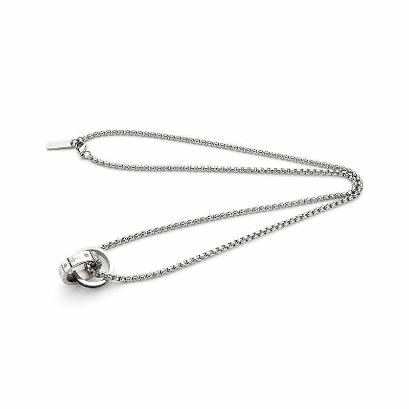 GUUKA Double Ring Necklace - Y2K Grunge & 90s Fashion Accessory for Retro, Goth, and Party Outfits