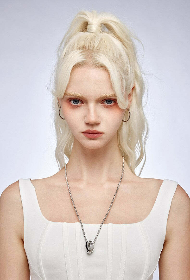 GUUKA Double Ring Necklace - Y2K Grunge & 90s Fashion Accessory for Retro, Goth, and Party Outfits