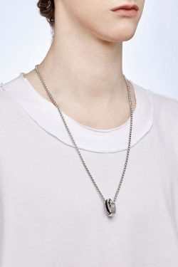 GUUKA Double Ring Necklace - Y2K Grunge & 90s Fashion Accessory for Retro, Goth, and Party Outfits