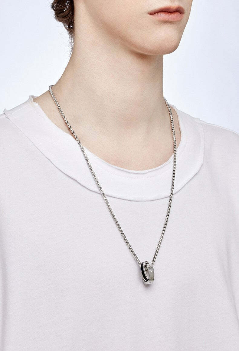 GUUKA Double Ring Necklace - Y2K Grunge & 90s Fashion Accessory for Retro, Goth, and Party Outfits