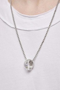 GUUKA Double Ring Necklace - Y2K Grunge & 90s Fashion Accessory for Retro, Goth, and Party Outfits