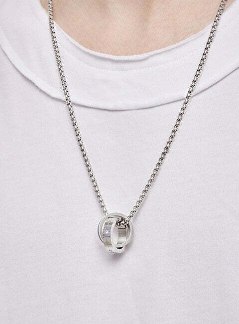 GUUKA Double Ring Necklace - Y2K Grunge & 90s Fashion Accessory for Retro, Goth, and Party Outfits