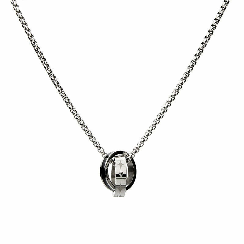 GUUKA Double Ring Necklace - Y2K Grunge & 90s Fashion Accessory for Retro, Goth, and Party Outfits