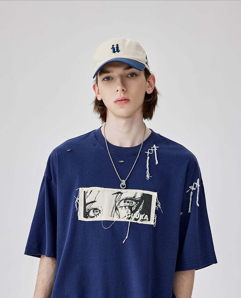 GUUKA Manga 'Stare' Tee - Y2K Summer Grunge, 90s Retro, Pastel Goth, Y2K Pop