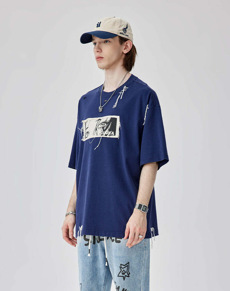 GUUKA Manga 'Stare' Tee - Y2K Summer Grunge, 90s Retro, Pastel Goth, Y2K Pop