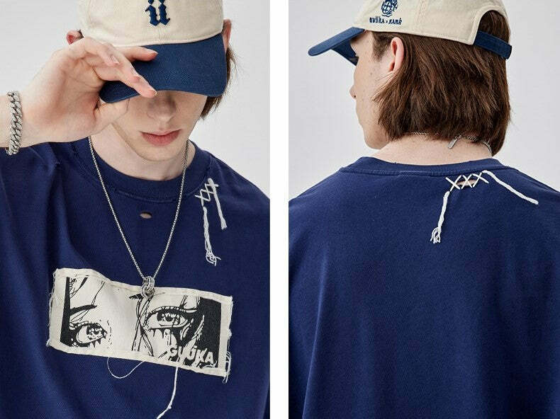 GUUKA Manga 'Stare' Tee - Y2K Summer Grunge, 90s Retro, Pastel Goth, Y2K Pop