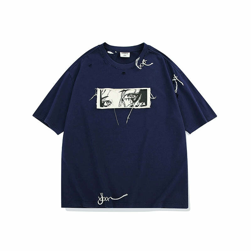 GUUKA Manga 'Stare' Tee - Y2K Summer Grunge, 90s Retro, Pastel Goth, Y2K Pop