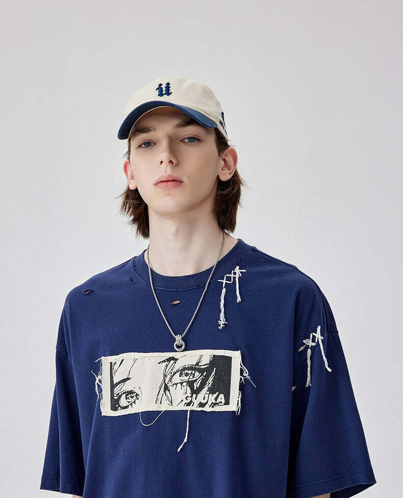 GUUKA Manga 'Stare' Tee - Y2K Summer Grunge, 90s Retro, Pastel Goth, Y2K Pop