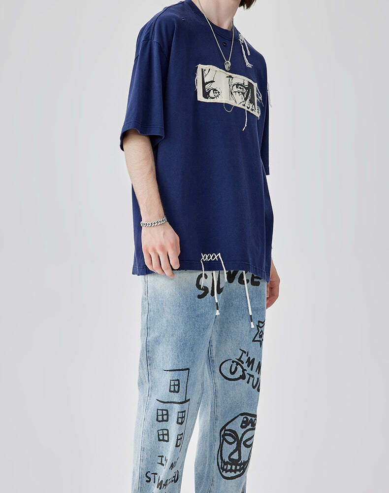 GUUKA Manga 'Stare' Tee - Y2K Summer Grunge, 90s Retro, Pastel Goth, Y2K Pop