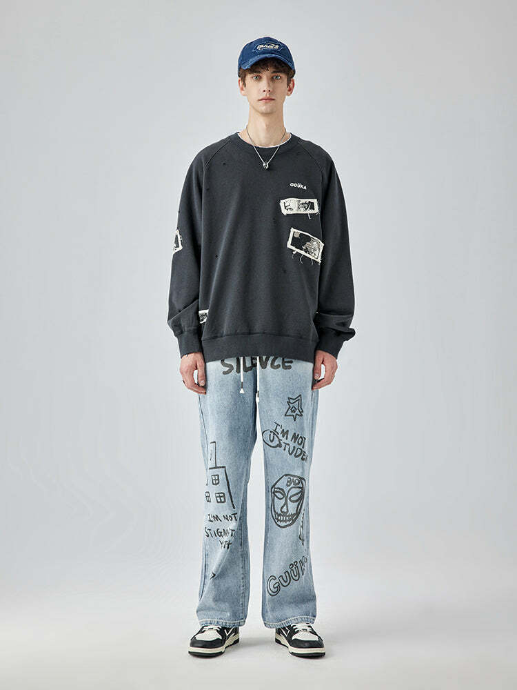 GUUKA Manga Sweatshirt - Y2K Summer, 90s Grunge, Retro 70s, Pastel Goth, Y2K