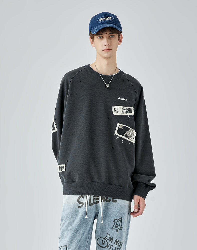 GUUKA Manga Sweatshirt - Y2K Summer, 90s Grunge, Retro 70s, Pastel Goth, Y2K