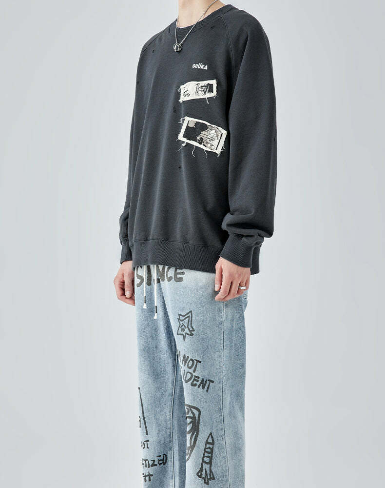 GUUKA Manga Sweatshirt - Y2K Summer, 90s Grunge, Retro 70s, Pastel Goth, Y2K
