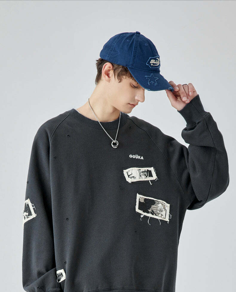 GUUKA Manga Sweatshirt - Y2K Summer, 90s Grunge, Retro 70s, Pastel Goth, Y2K
