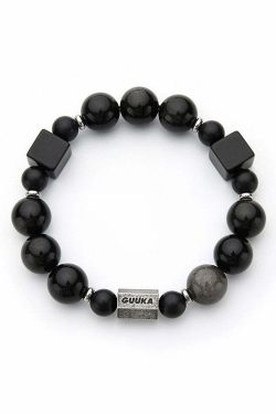 GUUKA Obsidian Bead Bracelet - Y2K Grunge, 90s Retro, Gothic, and Pastel Goth Fashion Accessory