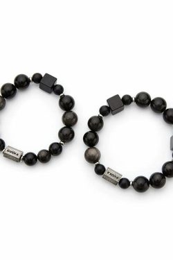 GUUKA Obsidian Bead Bracelet - Y2K Grunge, 90s Retro, Gothic, and Pastel Goth Fashion Accessory