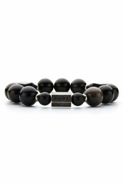 GUUKA Obsidian Bead Bracelet - Y2K Grunge, 90s Retro, Gothic, and Pastel Goth Fashion Accessory
