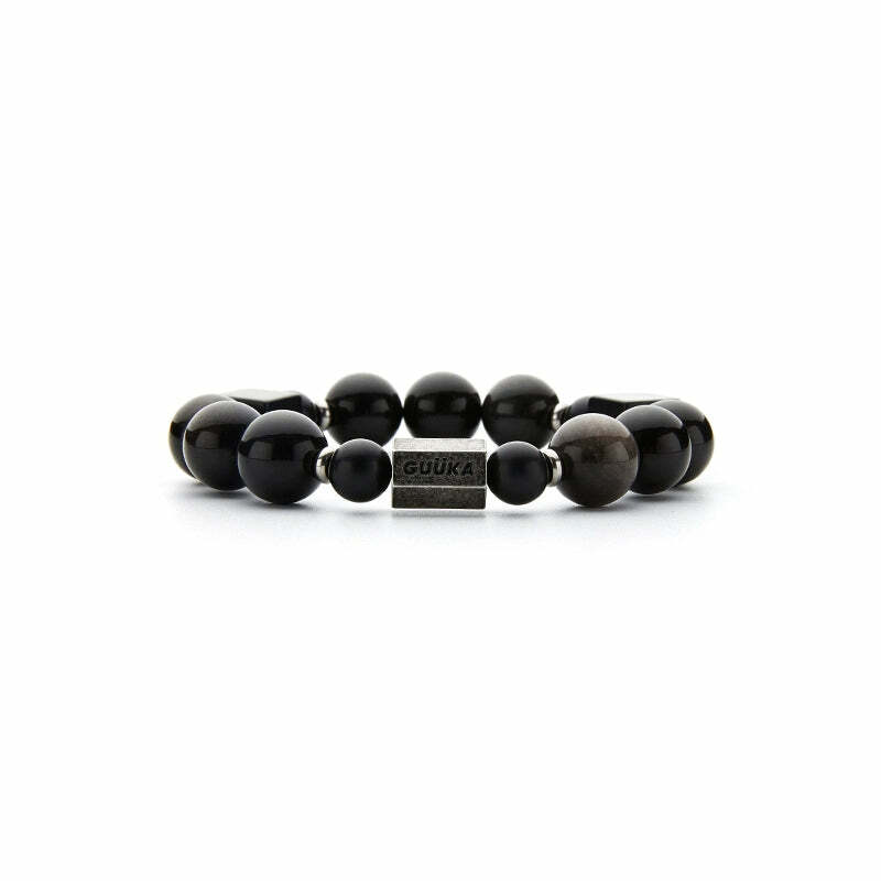 GUUKA Obsidian Bead Bracelet - Y2K Grunge, 90s Retro, Gothic, and Pastel Goth Fashion Accessory