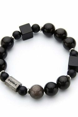 GUUKA Obsidian Bead Bracelet - Y2K Grunge, 90s Retro, Gothic, and Pastel Goth Fashion Accessory