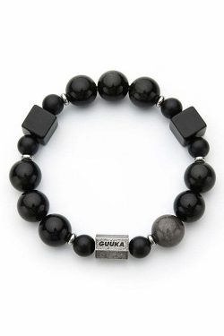 GUUKA Obsidian Bead Bracelet - Y2K Grunge, 90s Retro, Gothic, and Pastel Goth Fashion Accessory