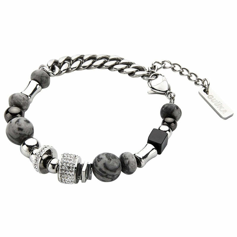 GUUKA Y2K Marble Stone Bracelet - Retro 90s Grunge, Pastel Goth, and Summer Y2K Fashion Accessory