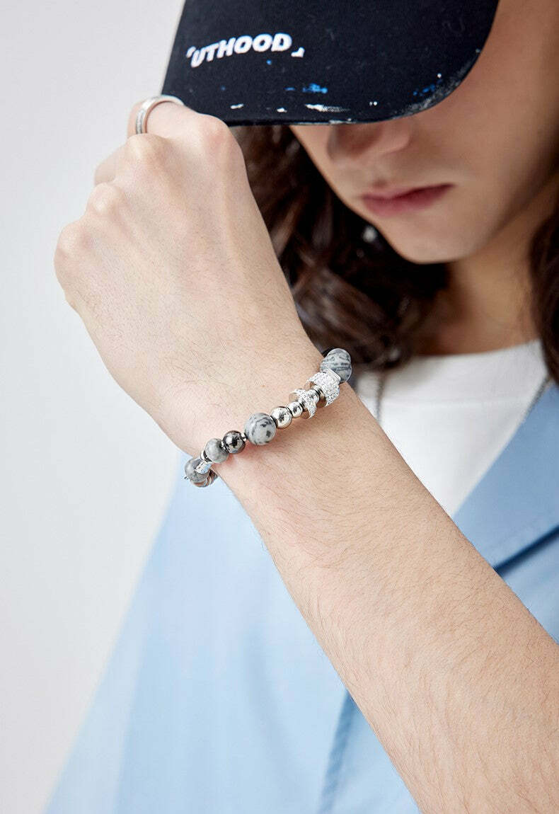 GUUKA Y2K Marble Stone Bracelet - Retro 90s Grunge, Pastel Goth, and Summer Y2K Fashion Accessory