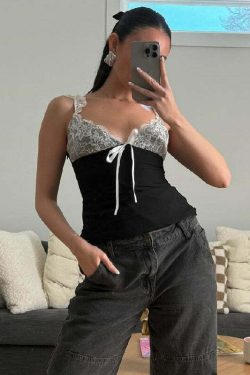 Haelyn Lace Detailed Top - Y2K Summer, 90s Fashion, Grunge, Retro, Pastel Goth, Y2K Party Outfit