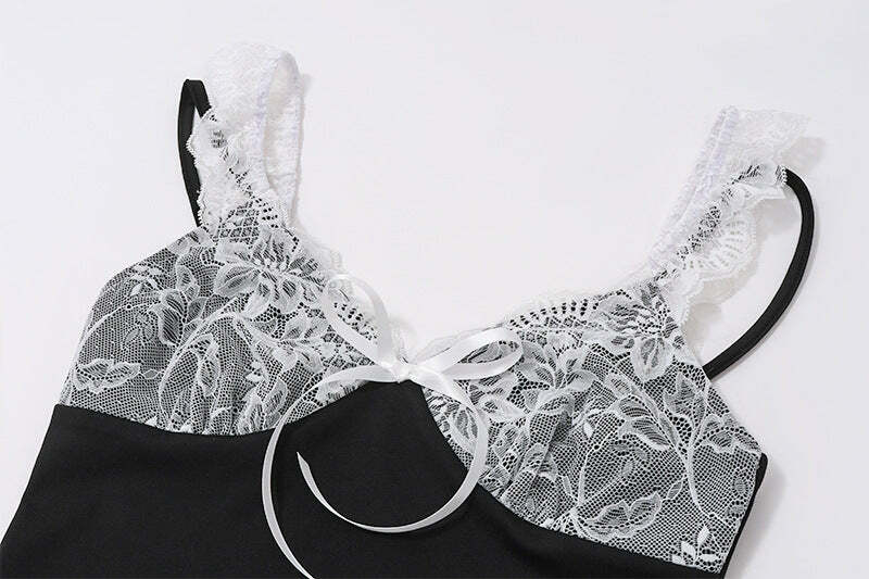 Haelyn Lace Detailed Top - Y2K Summer, 90s Fashion, Grunge, Retro, Pastel Goth, Y2K Party Outfit