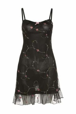 Hailynn Mesh Mini Dress - Y2K Summer Grunge, 90s Retro, Gothic Y2K Party Outfit