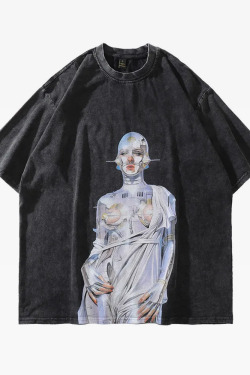 Hajime Sorayama Shirt - Y2K Summer Grunge, 90s Retro, Pastel Goth, Popstar & Club Outfits