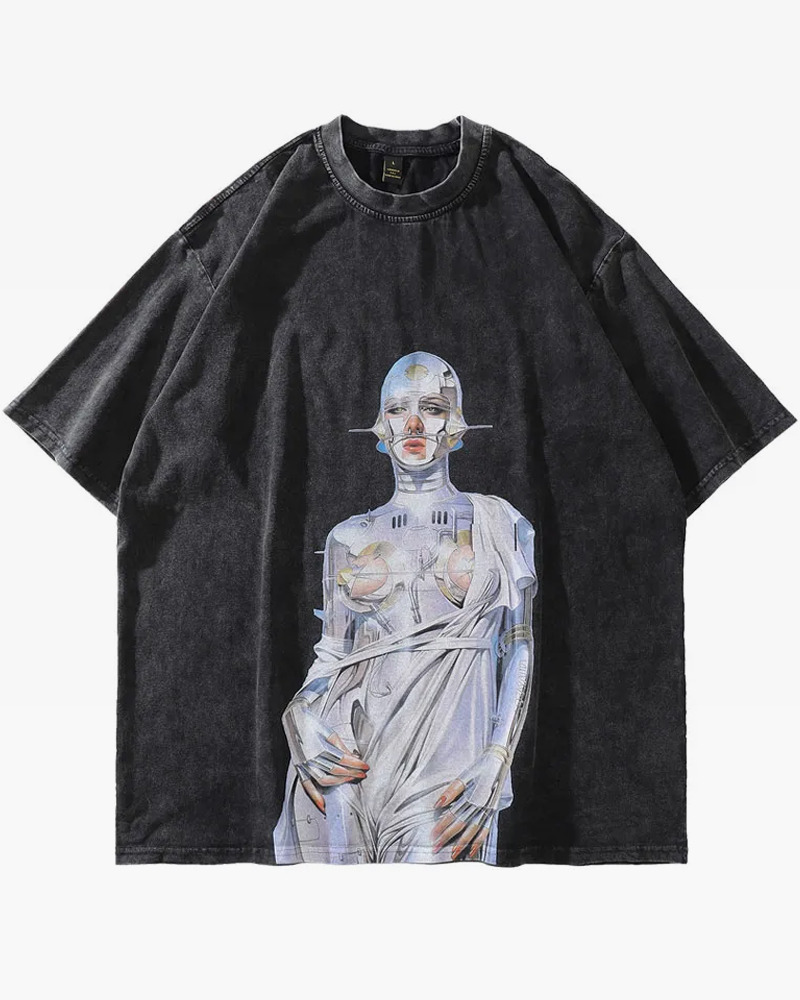 Hajime Sorayama Shirt - Y2K Summer Grunge, 90s Retro, Pastel Goth, Popstar & Club Outfits