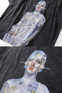 Hajime Sorayama Shirt - Y2K Summer Grunge, 90s Retro, Pastel Goth, Popstar & Club Outfits