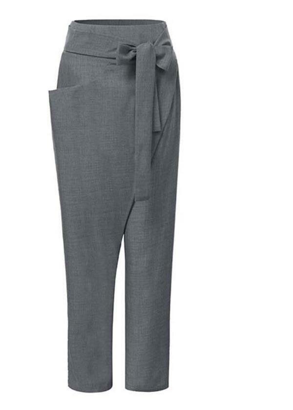 Handmade Grey Asymmetrical High Waist Cotton Harem Pants - Y2K Summer Grunge 90s Fashion